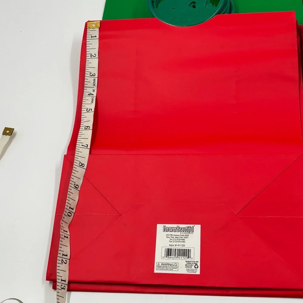 12pc Christmas Gift Bag Set Red & Green w/ Sleigh & Candy Cane Handles